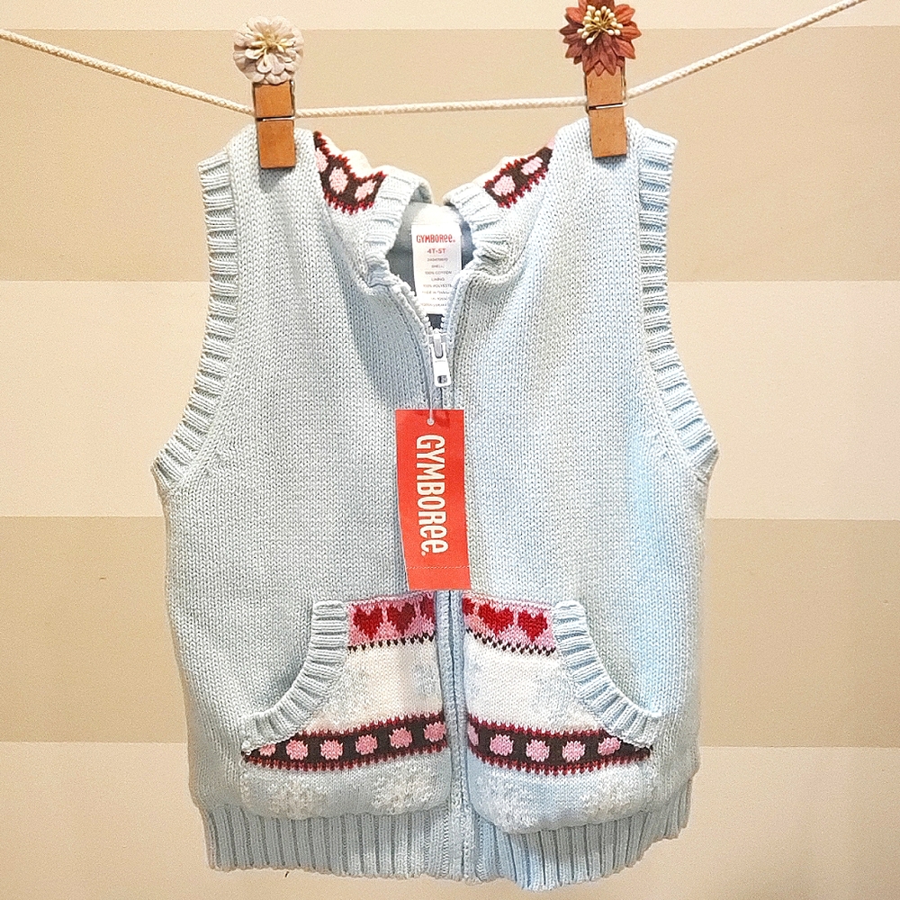 NWT Girls Gymboree knit vest fleece lined 4T - 5T